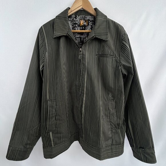 Volcom Men’s Naylor Jacket – Black and Gray Striped Zip-Up – Size Medium - Picture 2 of 14